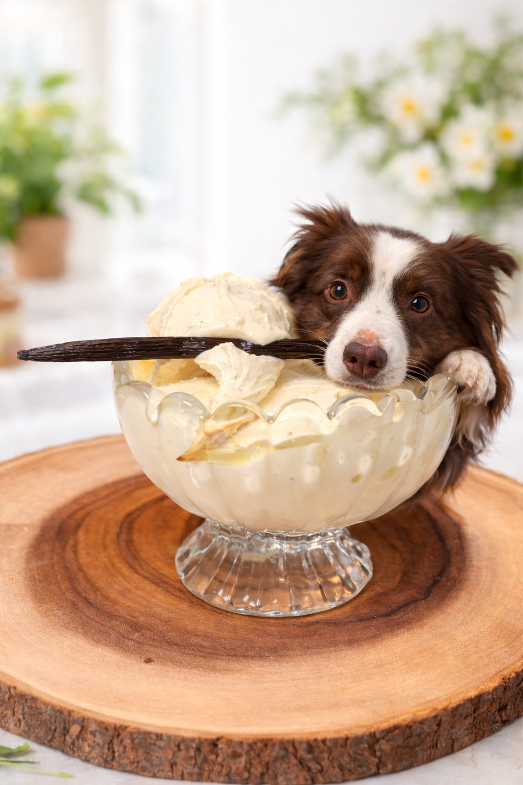 Lyla eyeing the gelato bowl